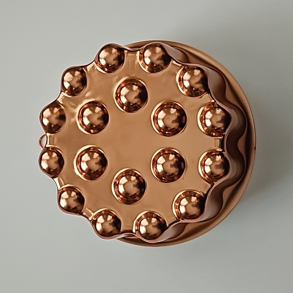 Vintage Farmhouse Copper Aluminum Fluted Beaded Jello Mold Kitchen Wall Decor